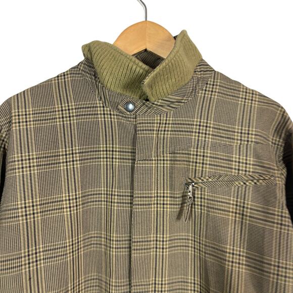 Volcom Full Zip Jacket Skate Surf Casual Plaid Olive Tan Black Knit Collar - M - Picture 4 of 11